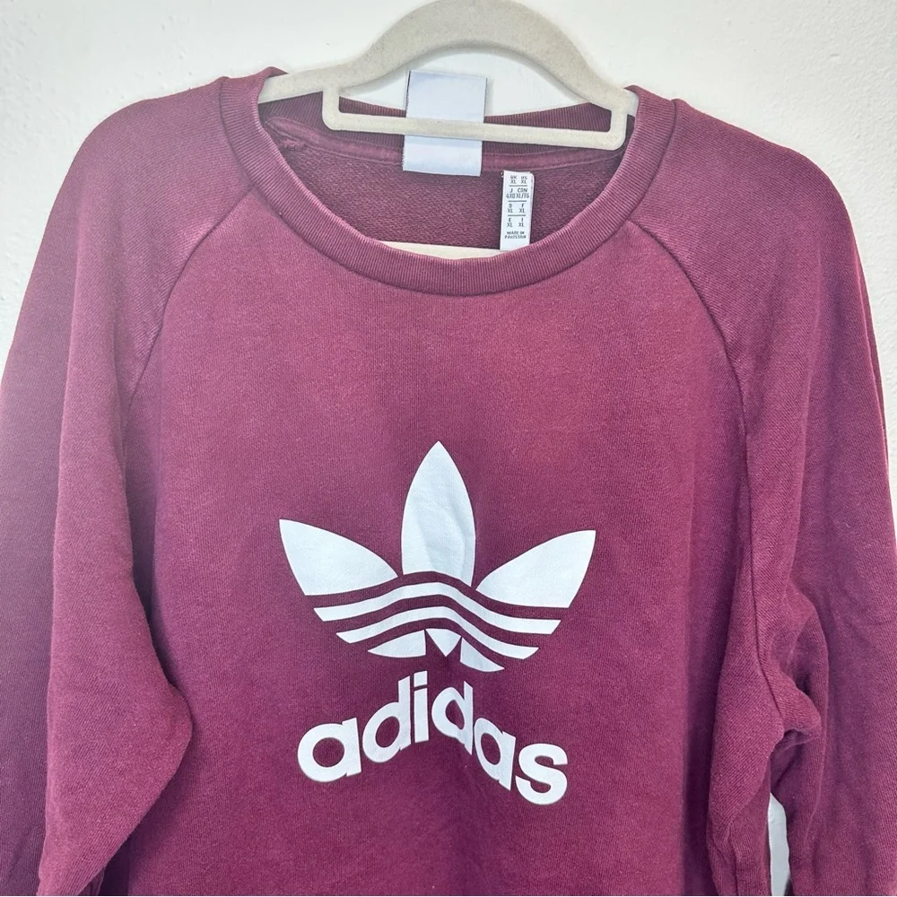 Adidas Burgundy White Logo Sweatshirt Size XLarge - Picture 3 of 9